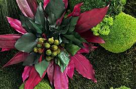 Zelený mach a farebný akcent - mení atmosféru. 