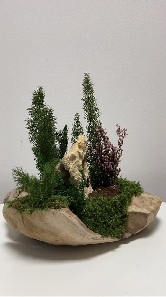Biophilic stabilizovaná dekorácia v teakovej mise P32