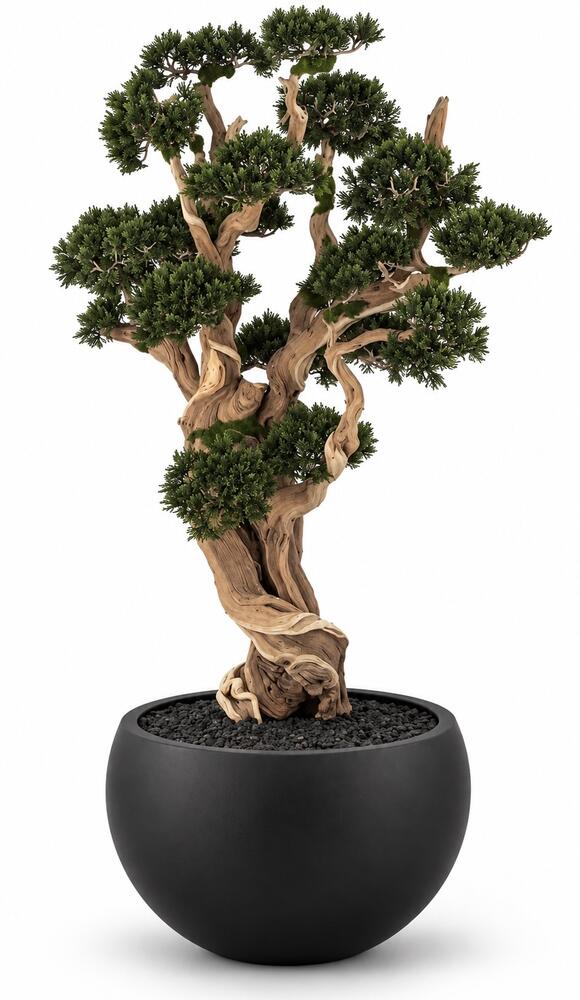 Stabilizovaný bonsaj Juniperus v okrúhlom kvetináči V100