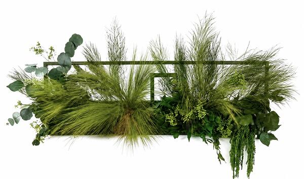 Okno plné rastlín v zelenom ráme R150x50